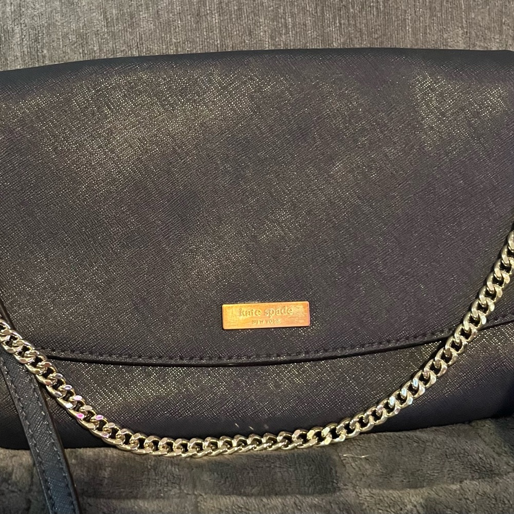 Kate Spade Elegant Navy Blue Crossbody with Gold Accents